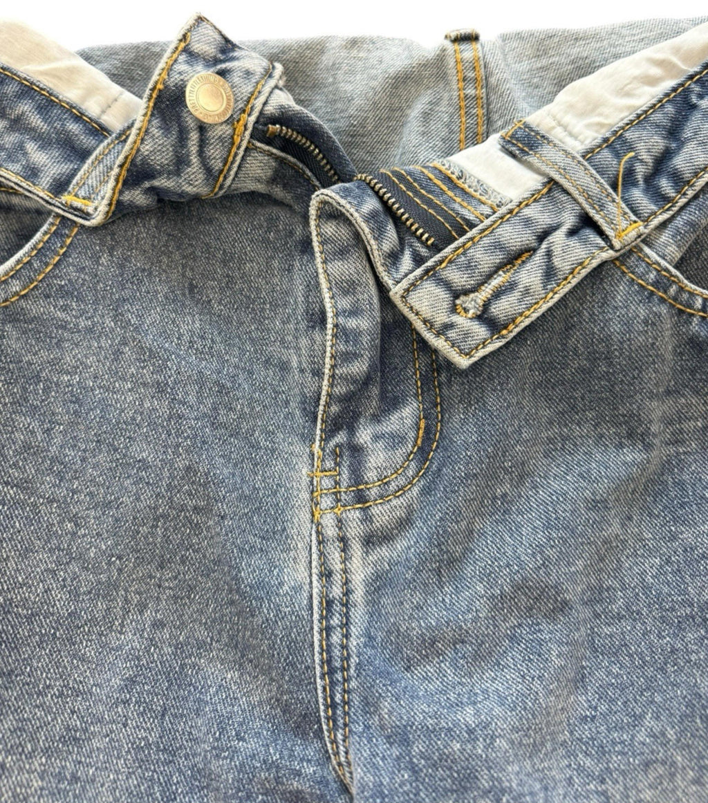 Pretty Little Thing Blue Pretty Little Thing Jeans Fold Over Front Mid Rise Wide Leg Women's UK Size 10