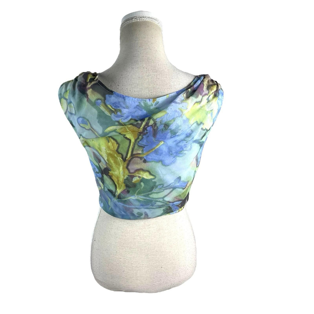 Pretty Little Thing Cowl Neck Crop Top Women's UK Size 8 Ruffle Shoulders Lined