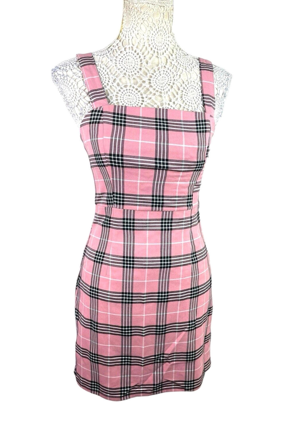 Divided Pink Check Pinafore Mini Dress Women's UK Size 8