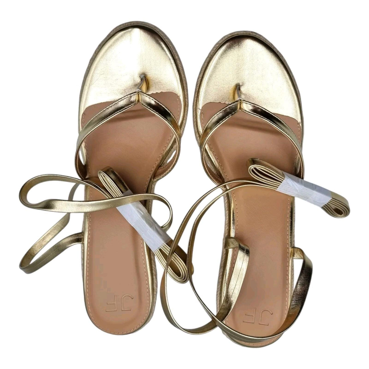 JustFab Gold JUSTFAB Ambretta Wrap Wedge Sandals Shoes Gold Women's UK Size 9