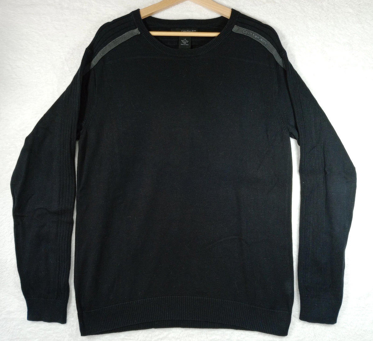 Calvin Klein Knit Jumper Men's UK Size L Black Long Sleeve 100% Cotton Crew Neck
