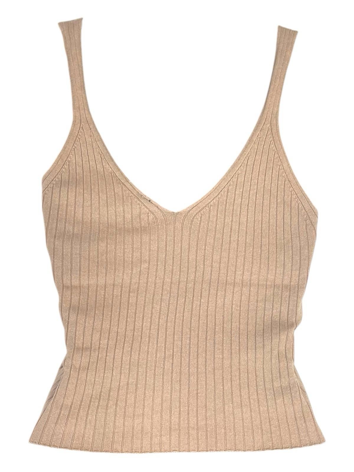 Divided Beige Tank Top Ribbed Stretch Women's UK Size XS