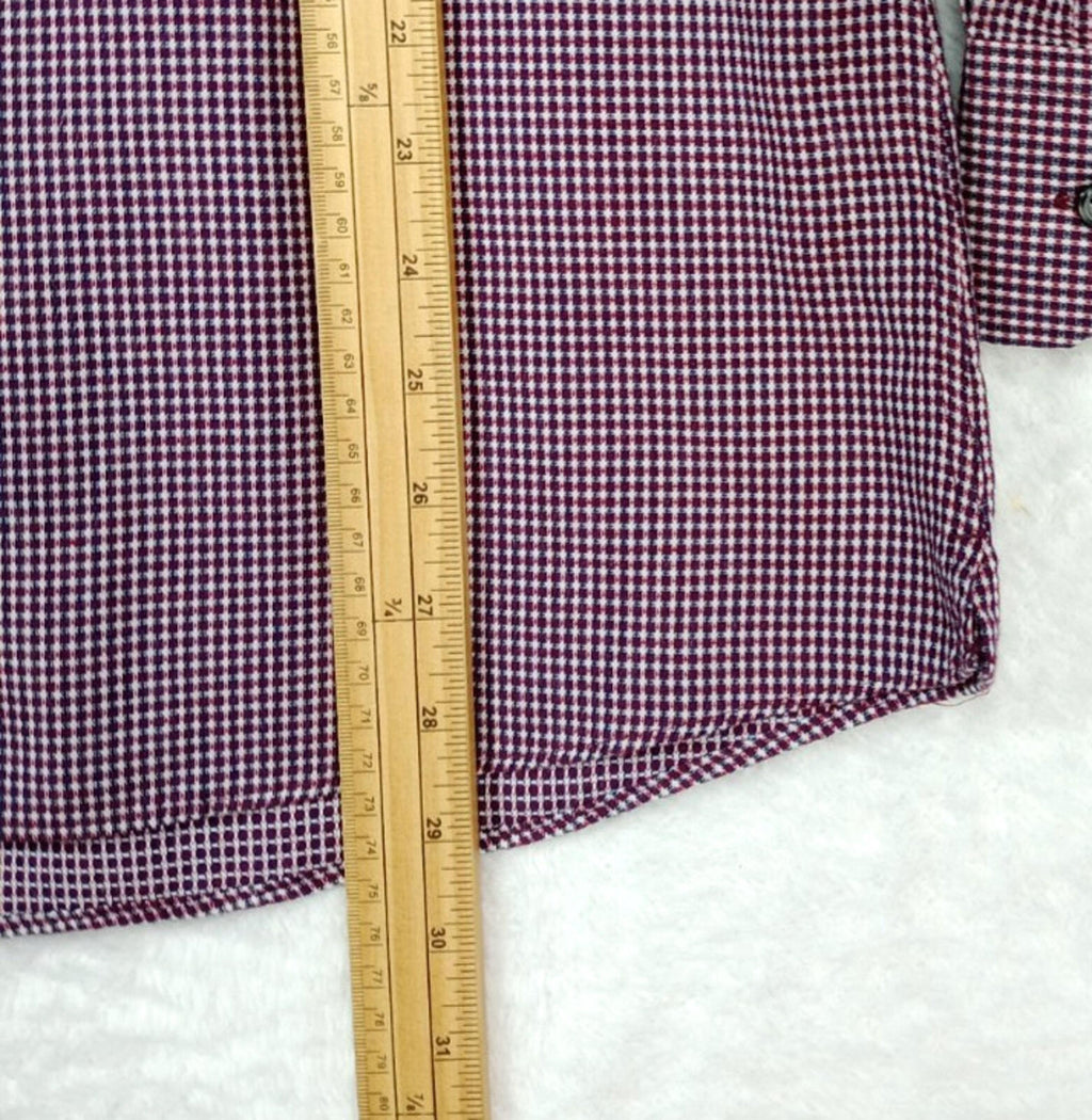 Next Shirt Men's UK Size S Long Sleeve Red Check Mixed Fabric Slim Fit