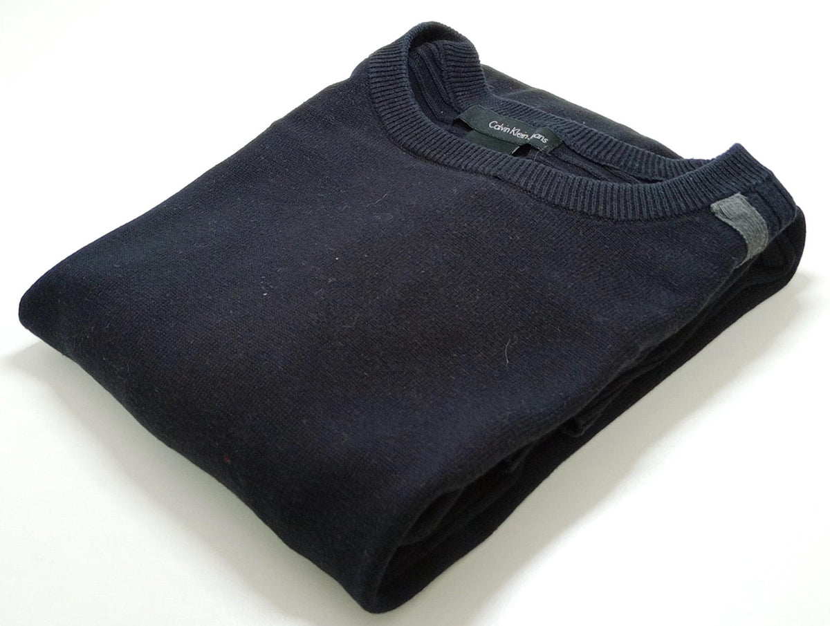 Calvin Klein Knit Jumper Men's UK Size L Black Long Sleeve 100% Cotton Crew Neck