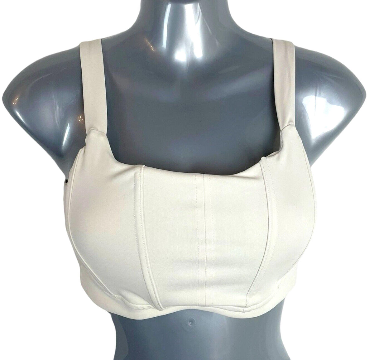Stradivarius Ivory Lycra Active Wear Crop Top Padded Women's UK Size S