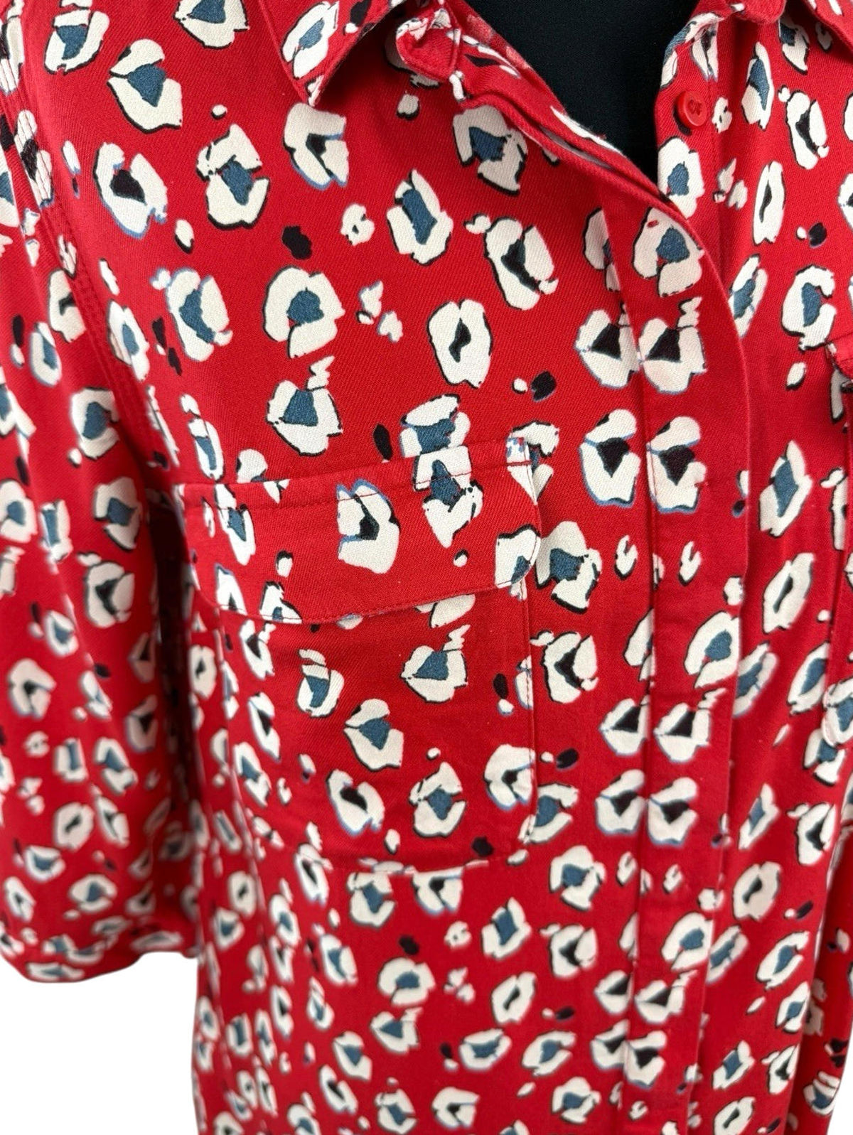 Next Red Next Petite Red Shirt Blouse Animal Print Women's UK Size 12 PETITE