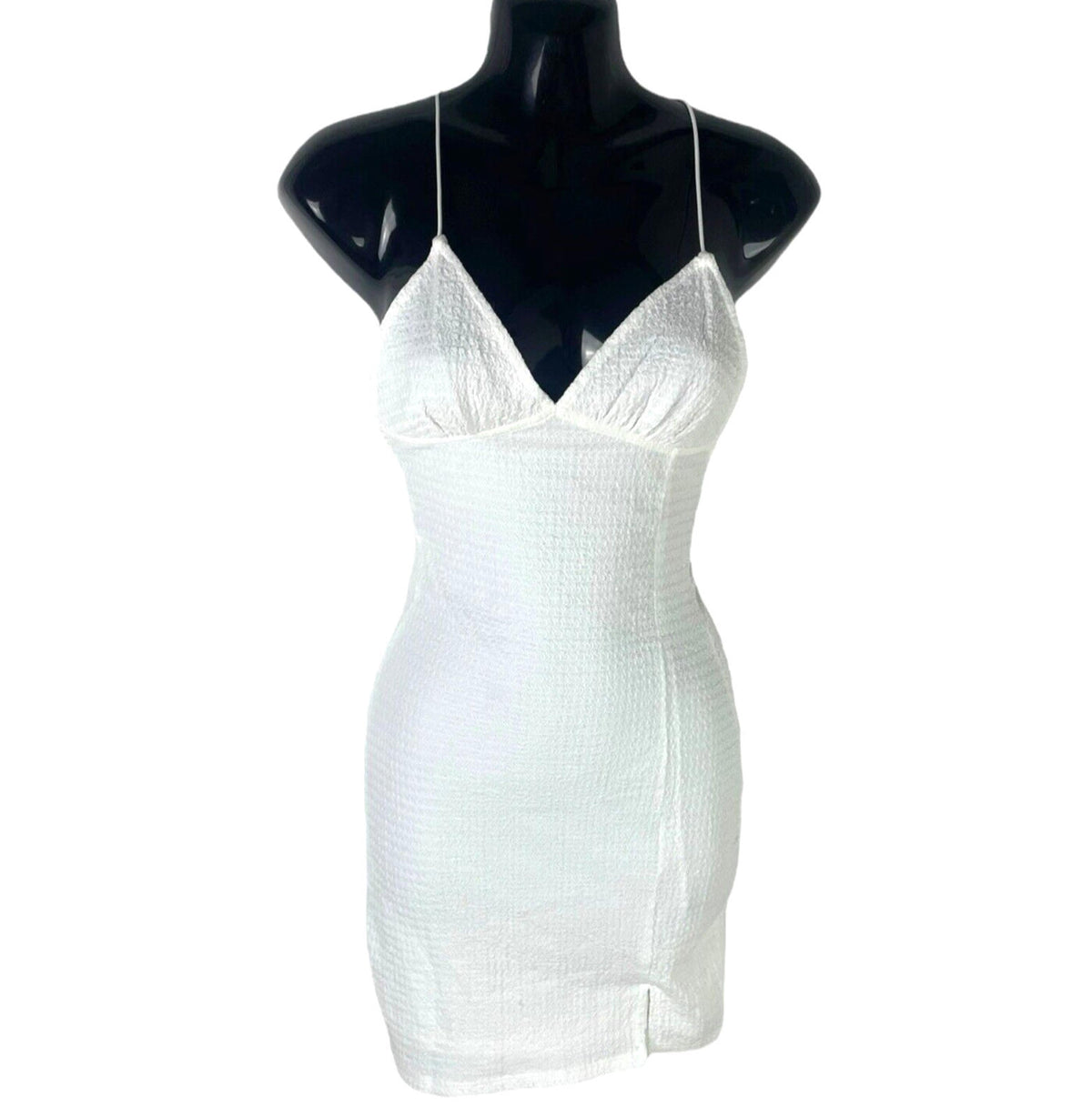 Divided White Textured Bodycon Dress Mini Backless Women's UK Size XS