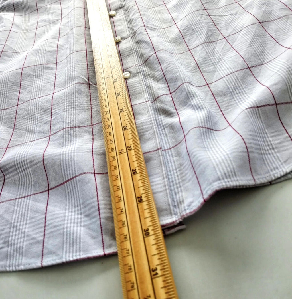 Tommy Hilfiger Shirt Men's UK Size L Beige Check Long Sleeve Pockets Slim Fit