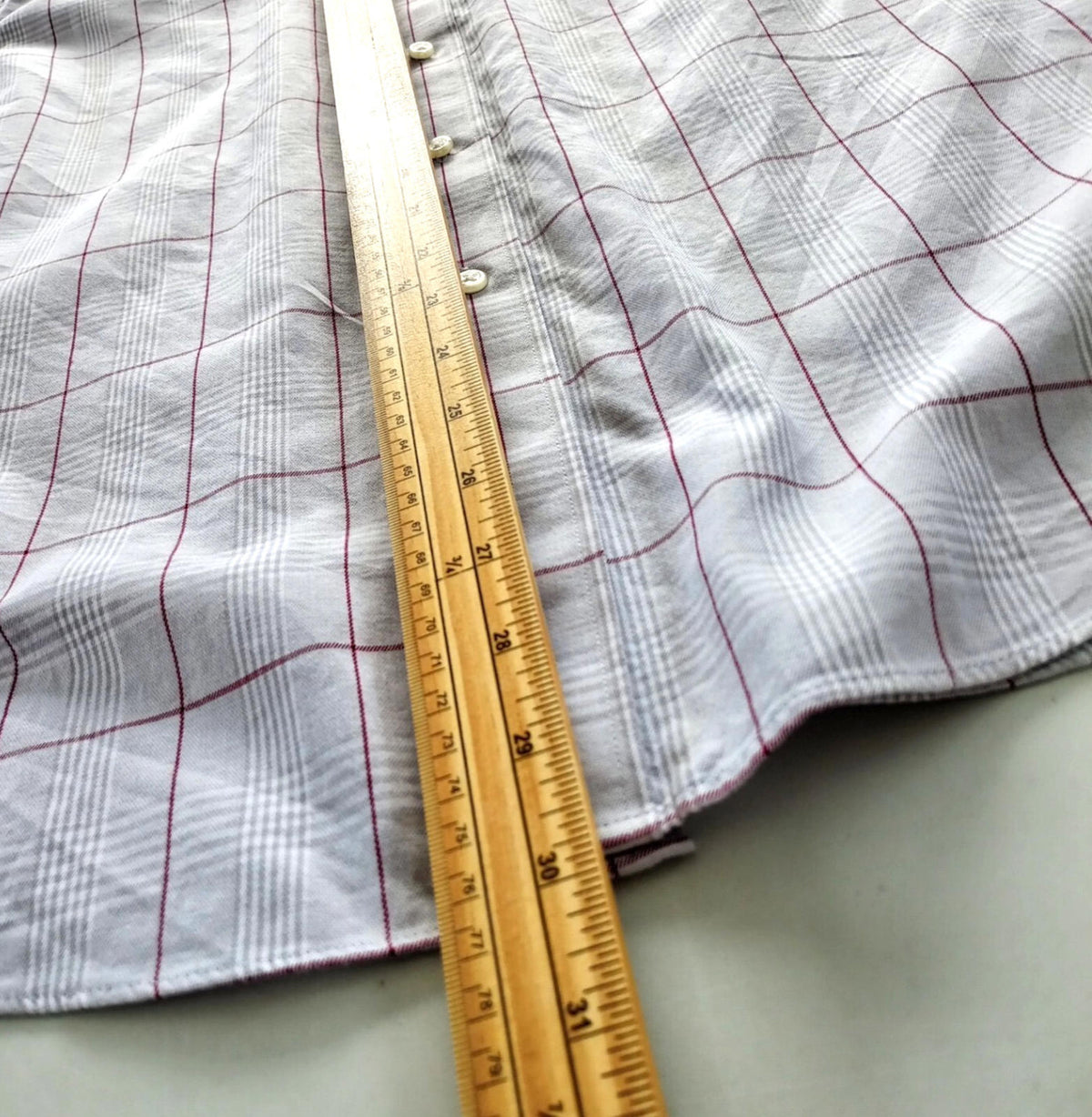 Tommy Hilfiger Shirt Men's UK Size L Beige Check Long Sleeve Pockets Slim Fit