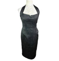 Amy Childs Black Quilted Midi Dress Halter Neck Women's UK Size 12