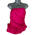 Pink Satin Ruffle Top Strapless Blouse Women's UK Size S