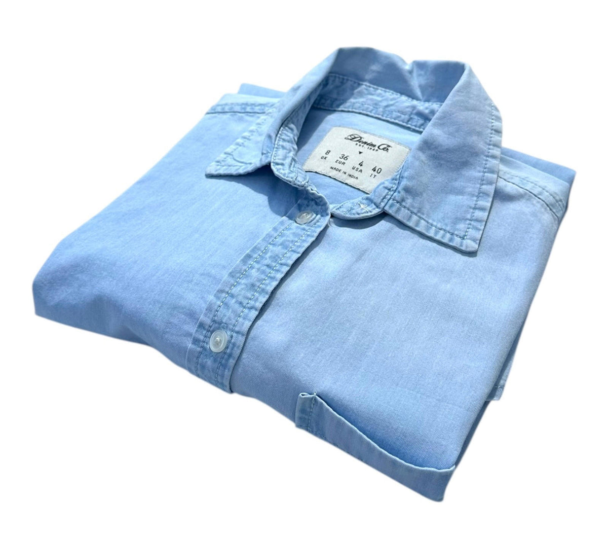 Denim Co Shirt Women's UK Size 8 Blue Long Sleeve Pocket Summer Button Front