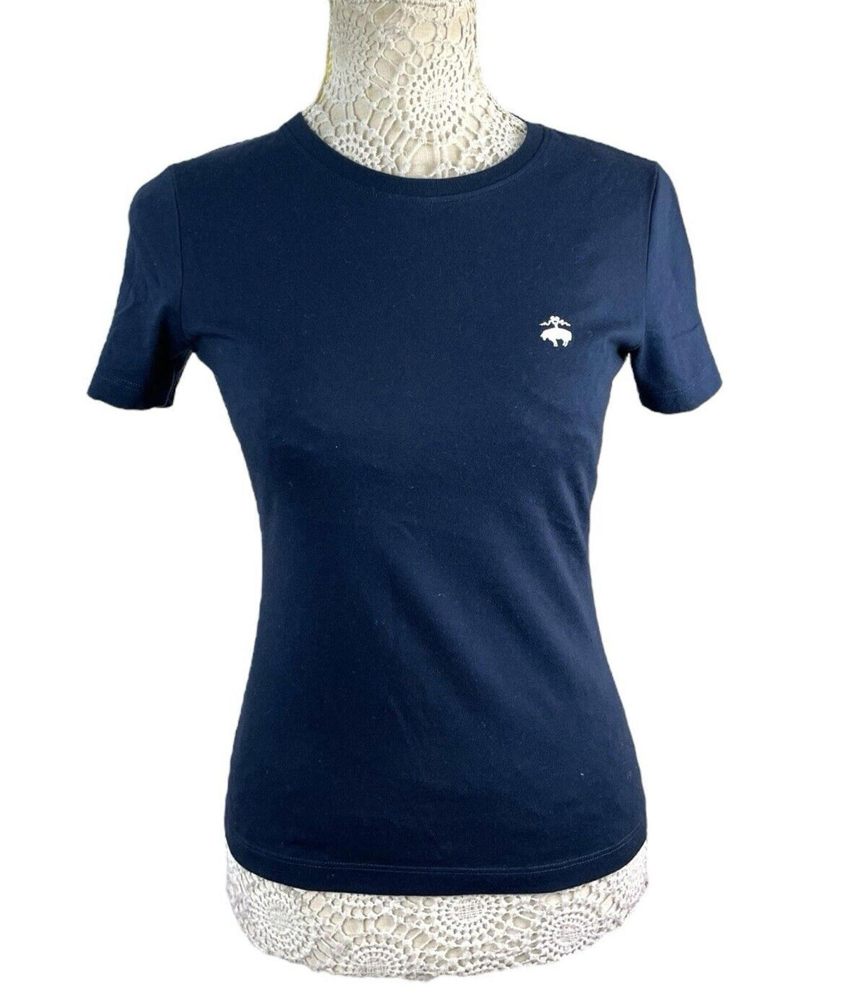 Brooks Brothers Blue Brooks Brothers T-Shirt Blue 100% Cotton Logo Women's UK Size XS