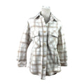 Stradivarius Beige Shirt Jacket Check Brushed Oversized Women's UK Size XS