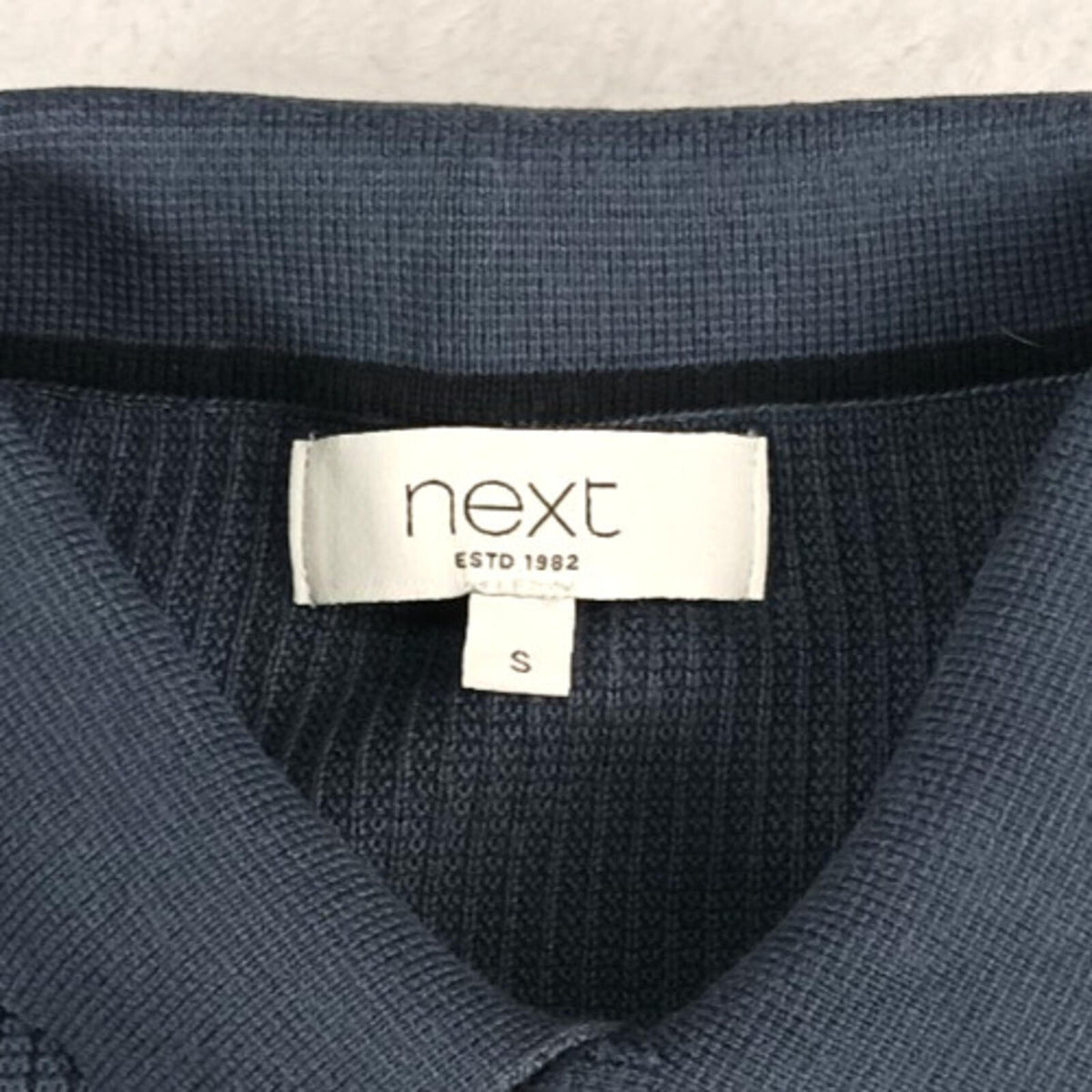 Next Textured Polo T-Shirt Men's UK Size S Navy Blue Short Sleeve 100% Cotton Pocket