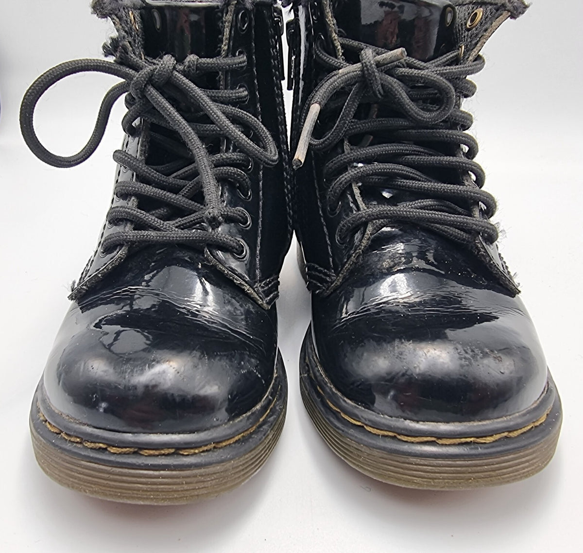 Dr Martens Toddler 1460 Black Patent Boots Side Zip Shoes Kids Size UK 7 EUR 24