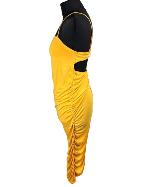 ASOS Maternity Bodycon Dress Women’s UK Size 10 Square Neck Ruched Yellow