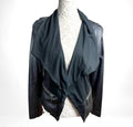 Lipsy Black Faux Leather Biker Jacket Collared Open Front Women’s UK Size 12