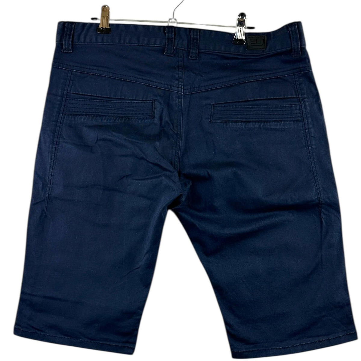 EJ Denim Shorts Men's UK Size 34 W Navy Blue Embroidered Logo Denim Button Up