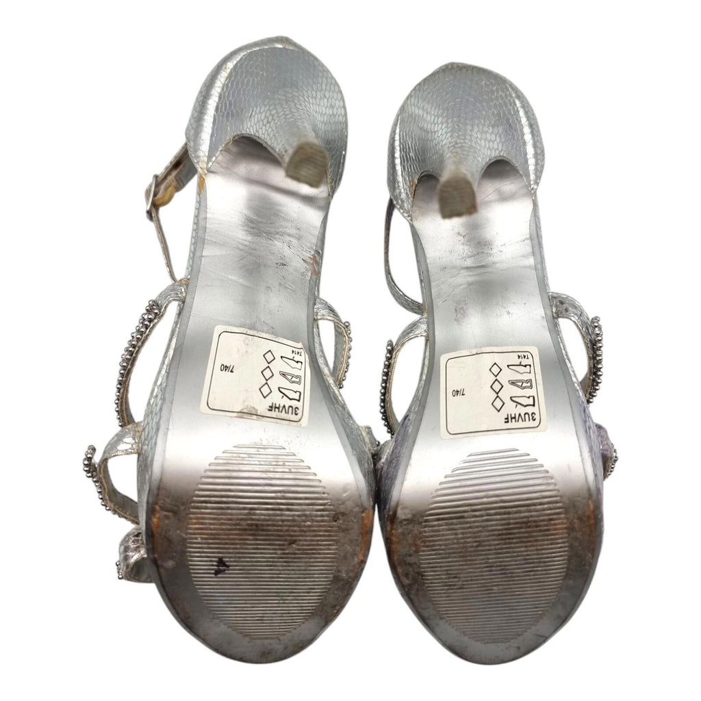 Shoe Box Silver Embellished High Heel Sandals Women's UK Size 7