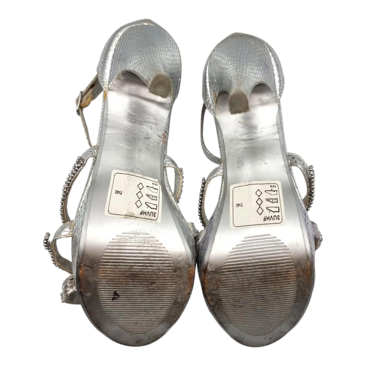 Shoe Box Silver Embellished High Heel Sandals Women's UK Size 7