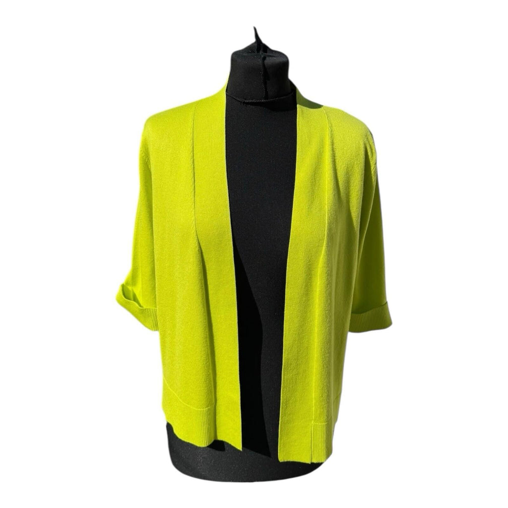TRU Collection Neon Yellow Cardigan Open Front Women's UK Size L