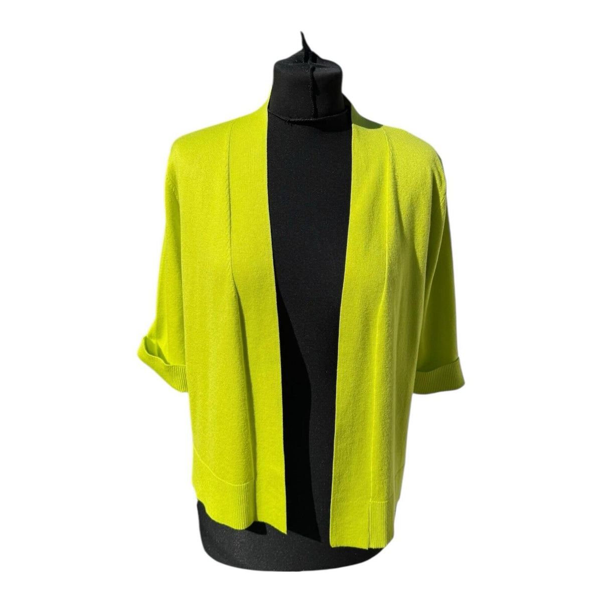 TRU Collection Neon Yellow Cardigan Open Front Women's UK Size L