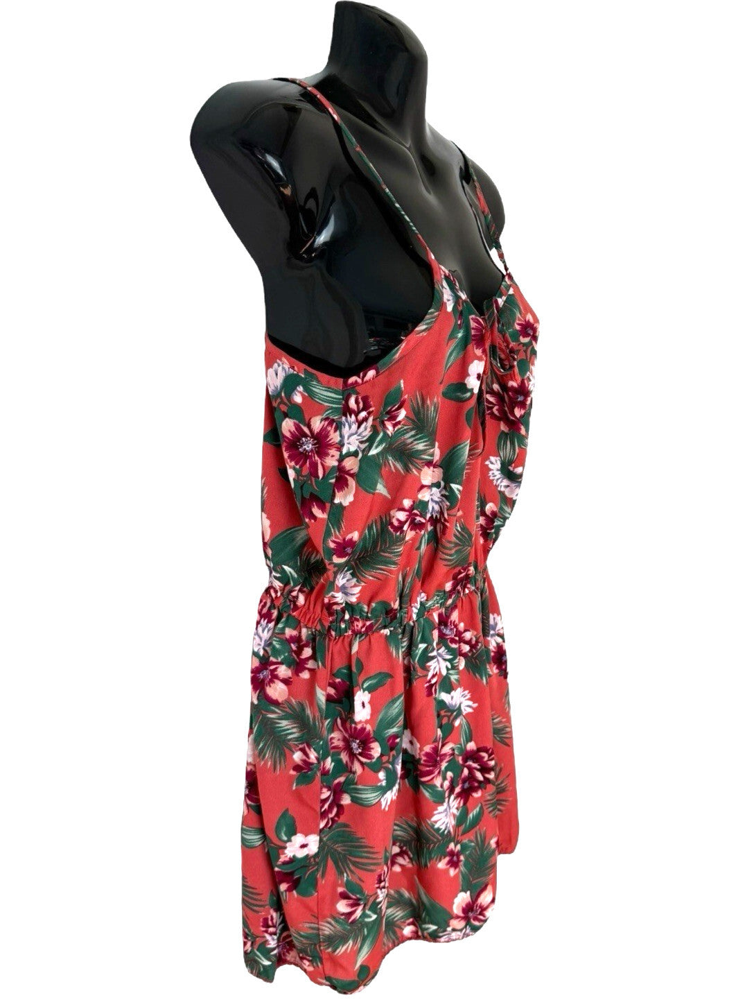 Studio Playsuit Women’s UK Size 12 Summer Red Floral Print Spaghetti Straps
