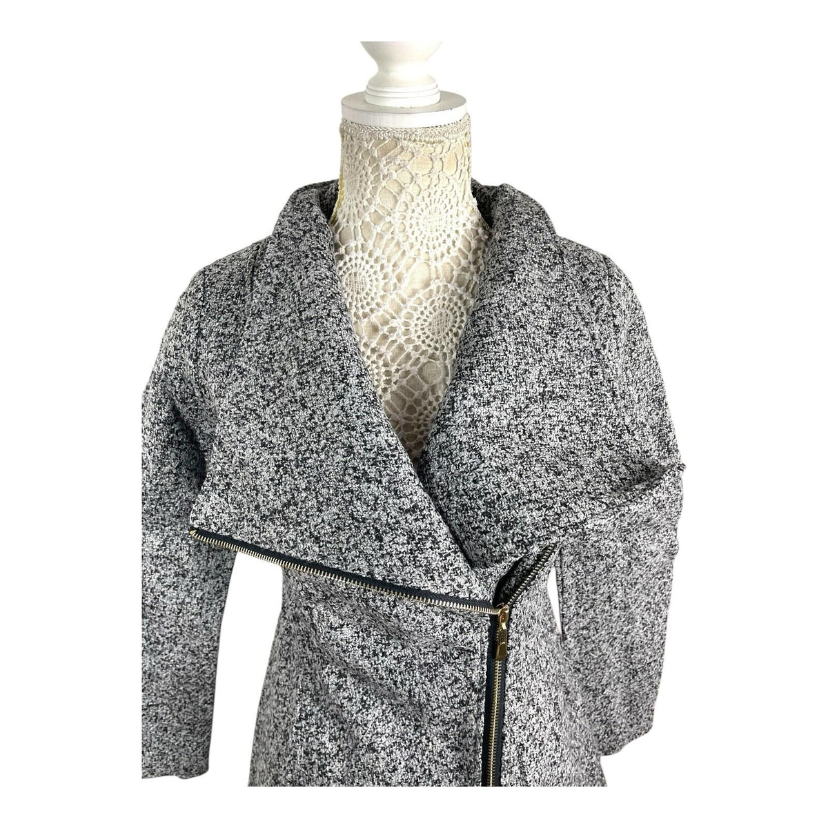 Airydress Coat Jacket Grey Speckled Mid Length Women's UK Size S