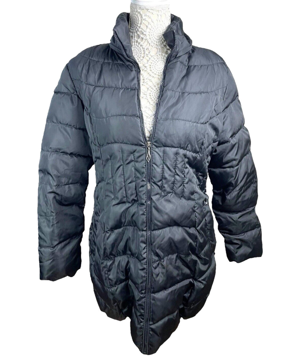 Xue Shiya Black Padded Jacket Hooded Faux Fur Trim Size 4XL Women’s UK Size 18