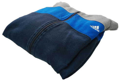 Adidas Track Suit Top Boy's UK Size L Blue Grey Long Sleeve Full Zip Pockets