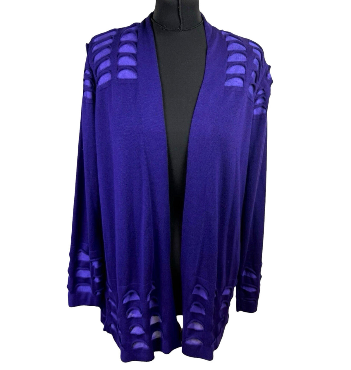 Marks & Spencer Purple Cardigan Women's UK Size 18 Mid Length Lightweight Mesh