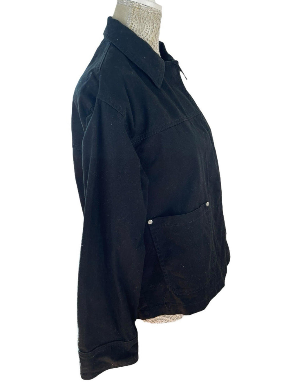 ASOS Petite Black Denim Jacket Relaxed Fit Women's UK Size 8