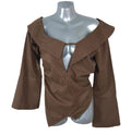 Pretty Little Thing Brown Pretty Little Thing Stripe Plunge Top Women's UK Size 8 Long Sleeve Shirt Blouse