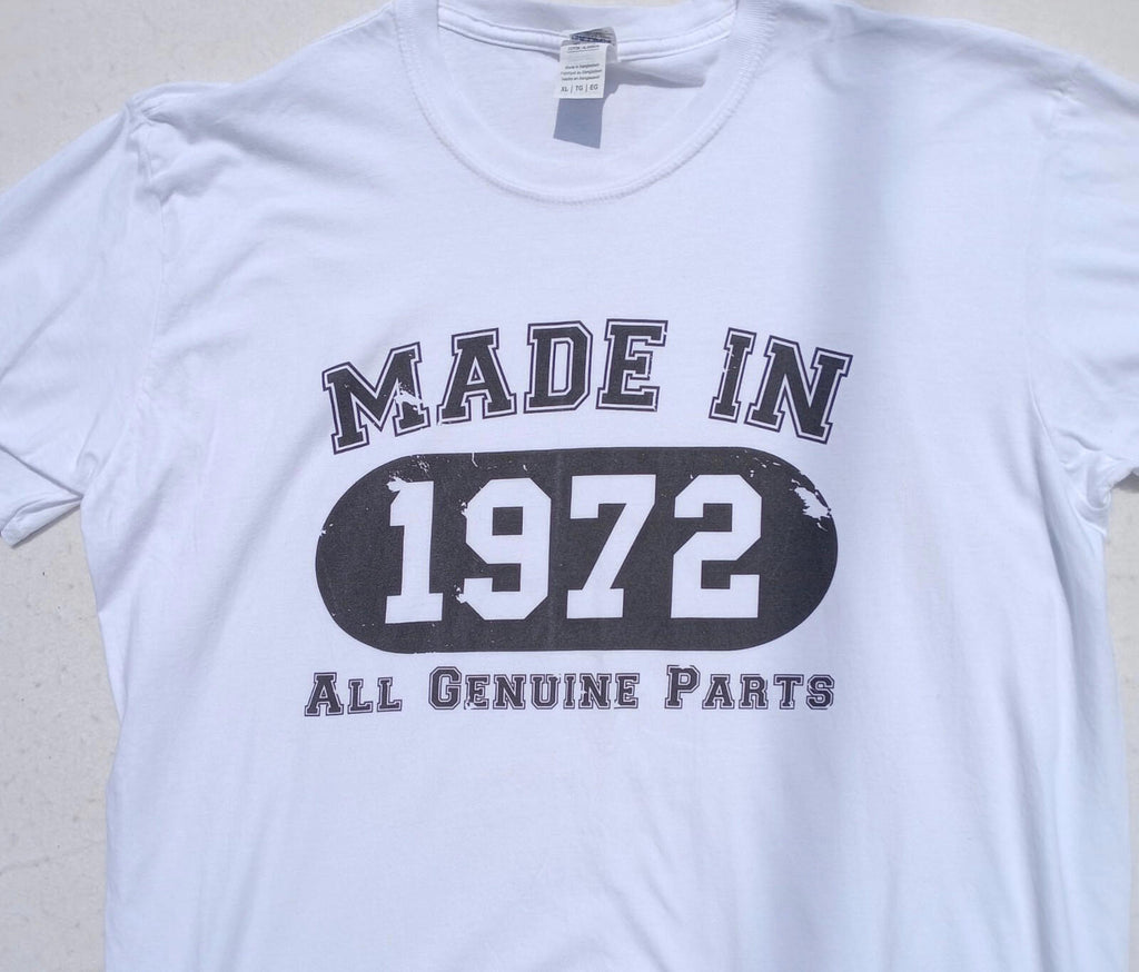 Made In 1972 T Shirt Men's UK Size XL White 100% Cotton Graphic Print