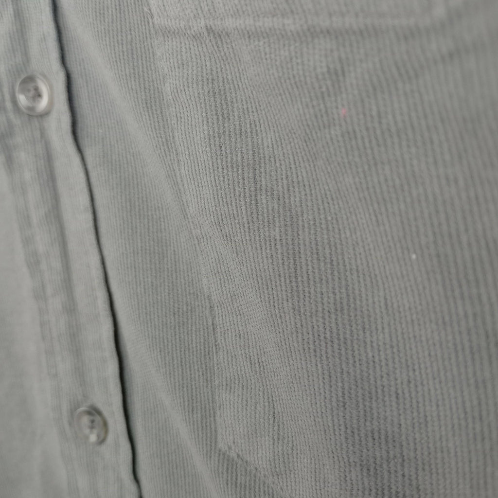 7 Diamonds Corduroy Shirt Men's UK Size XL Grey Long Sleeve Pocket 100% Cotton