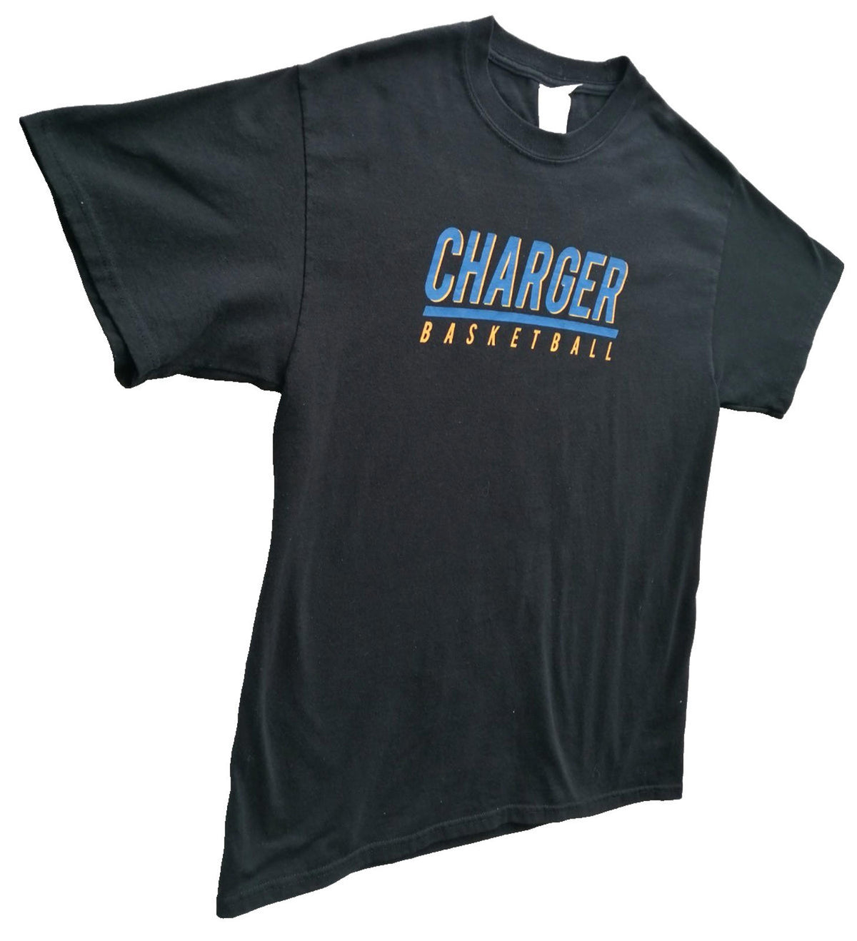 Port & Company Black Charger Basketball Sports Graphic Print T-Shirt Men's Size M Black Crew Neck