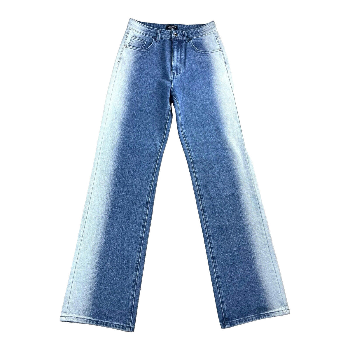 Pretty Little Thing Denim Jeans Bleached Sides Straight Leg Women's UK Size 8