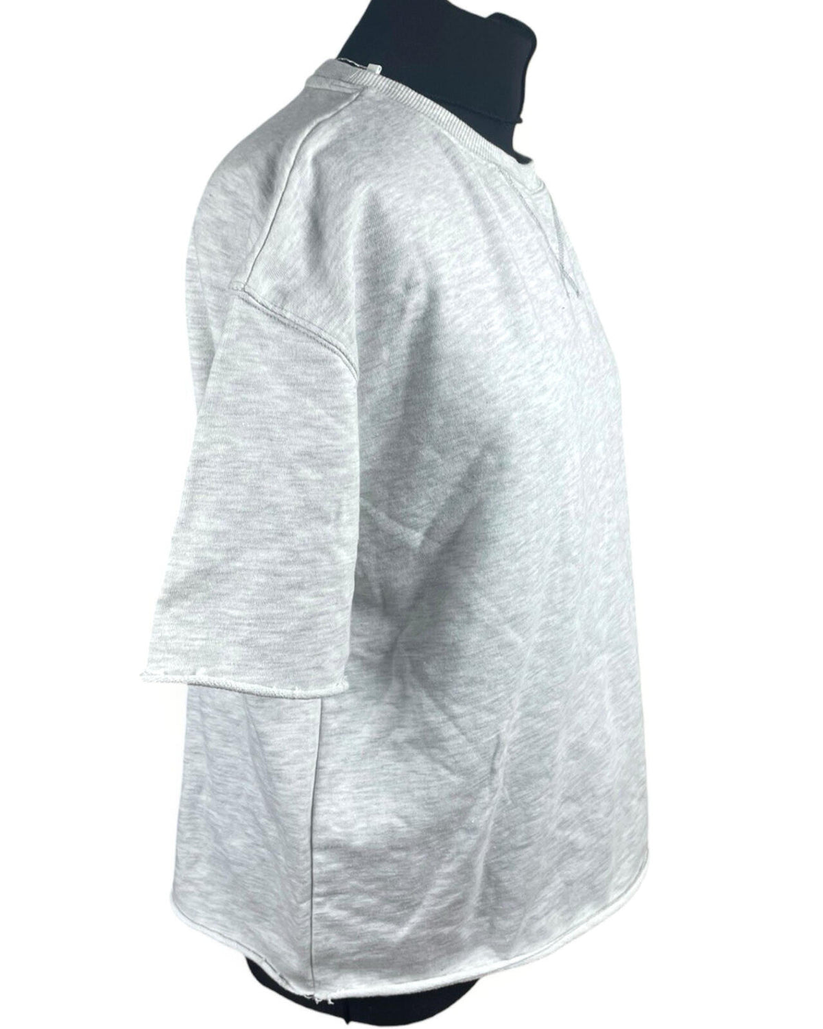 Zara Jersey T-Shirt Top Women's UK Size S Oversized Light Grey Crew Neck