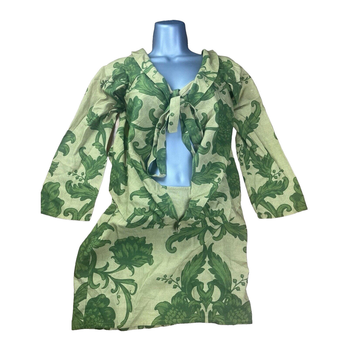 Co Green Floral Skirt & Tie Front Top Co-Ord Set Women's UK Size S Green Long Sleeve