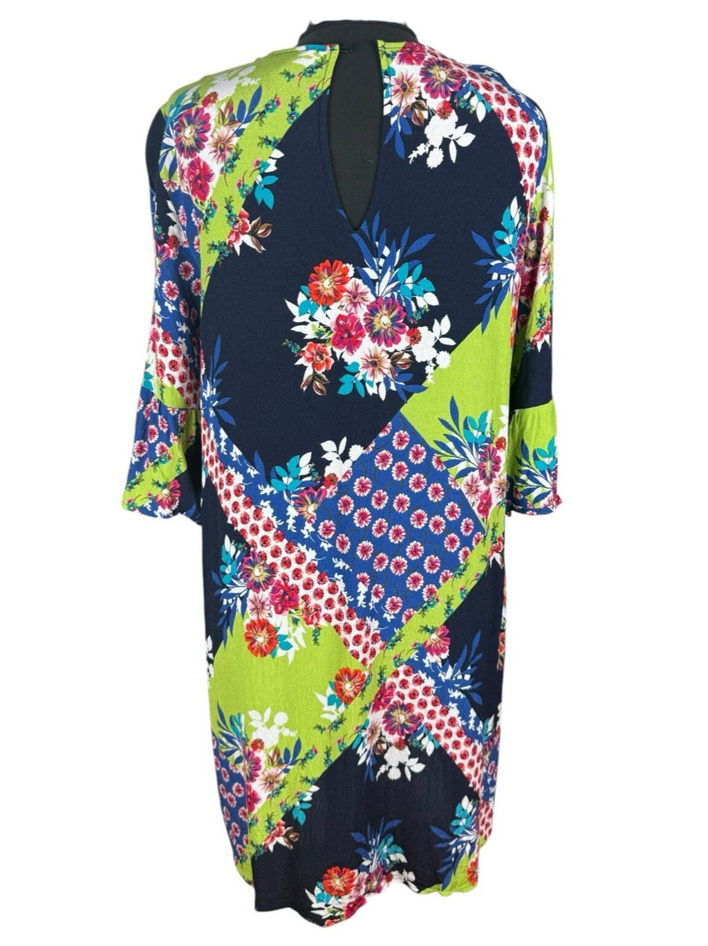 Next Floral Patchwork Shift Dress Women’s UK Size 16 Mini Lightweight 3/4 Sleeve