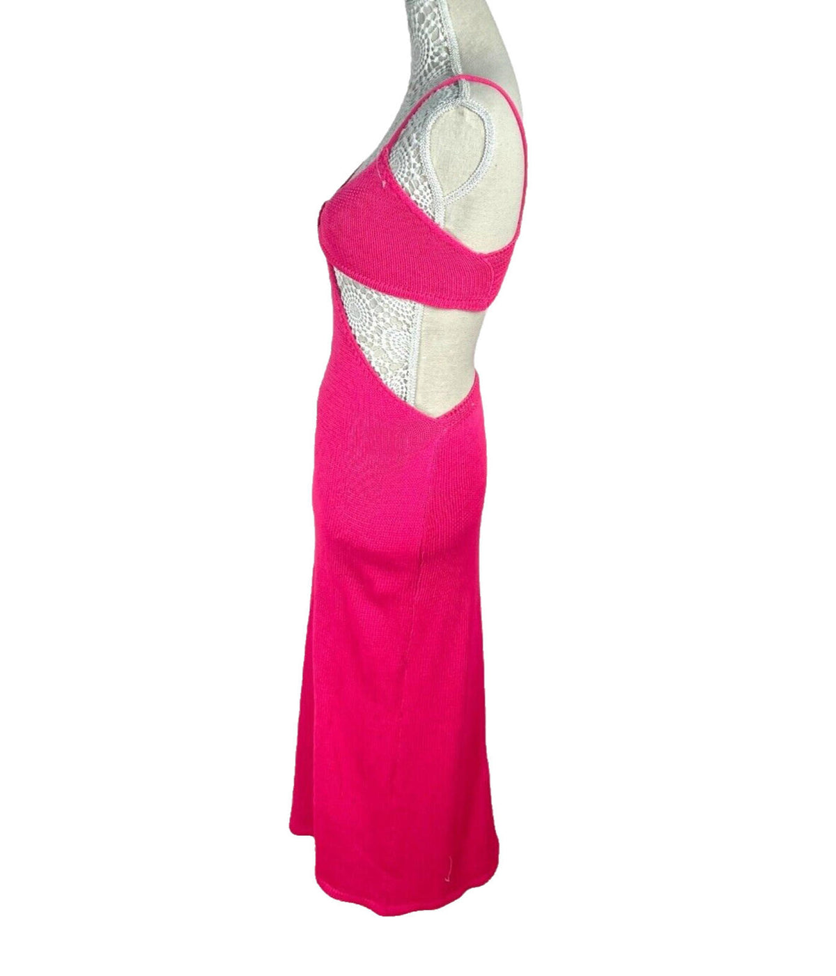 Cut Out Maxi Dress Pink Knit Women's UK Size 8