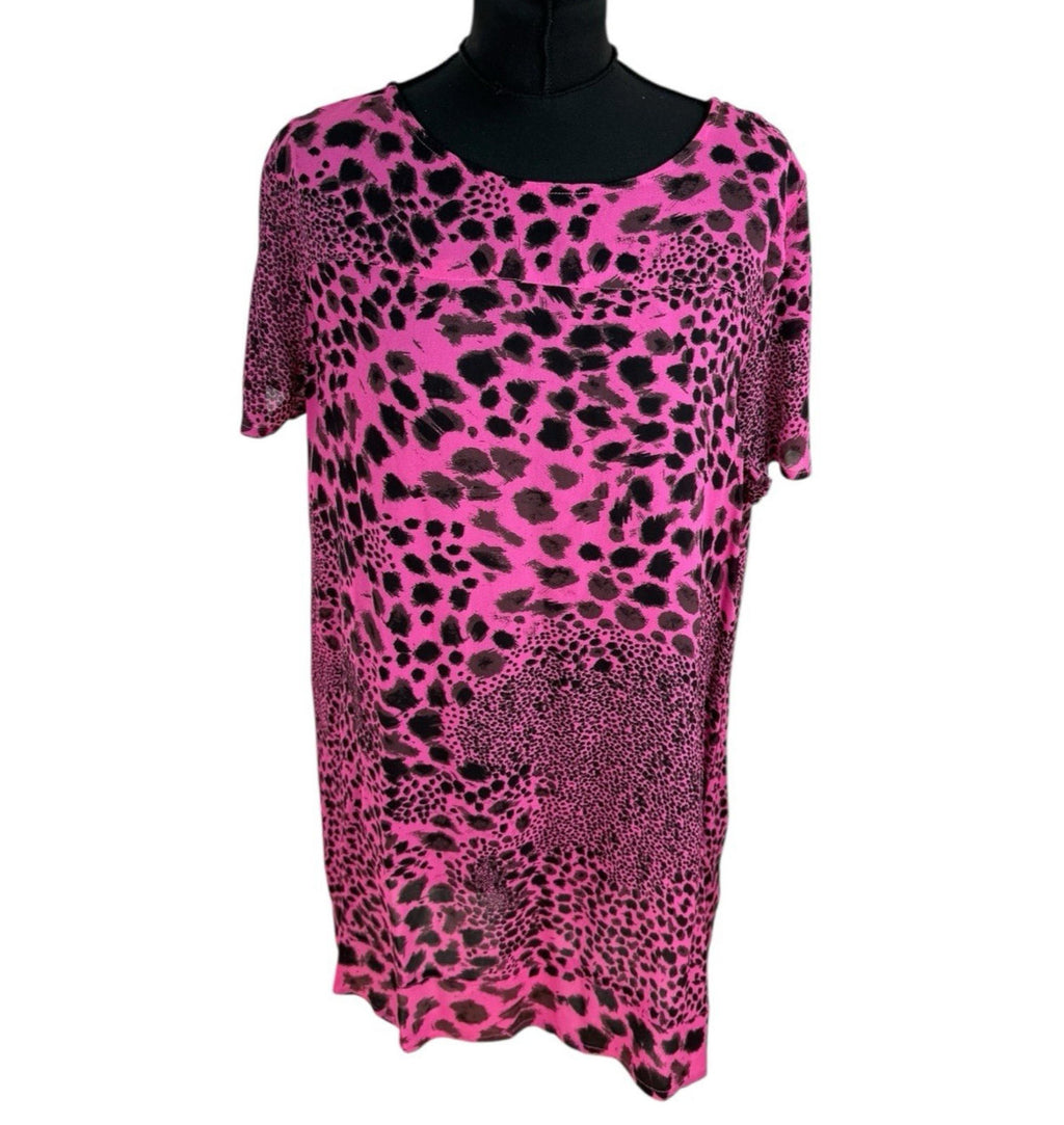 Next Pink Next Chiffon Top Sheer Leopard Print Pink Lightweight Women's UK Size 14