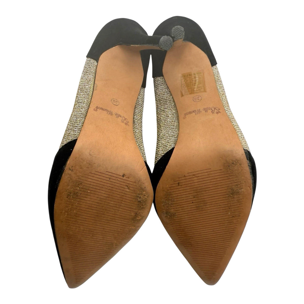 Belle Woman Stiletto Shoes Women's UK Size 6 Pointed Toe Sparkle Black Silver