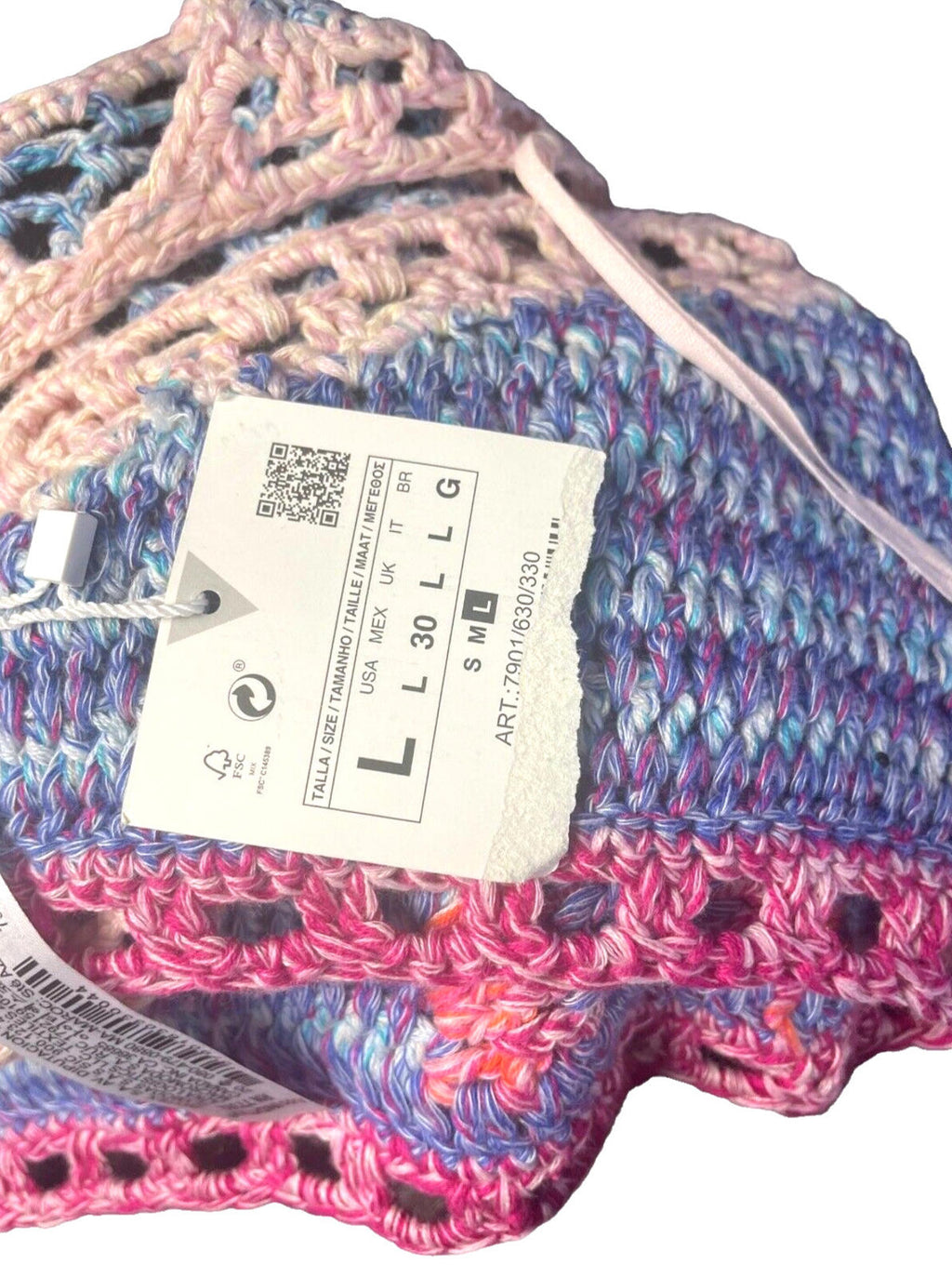 ZARA Multi Zara Crochet Knit Halter Crop Top Summer Women's UK Size Large