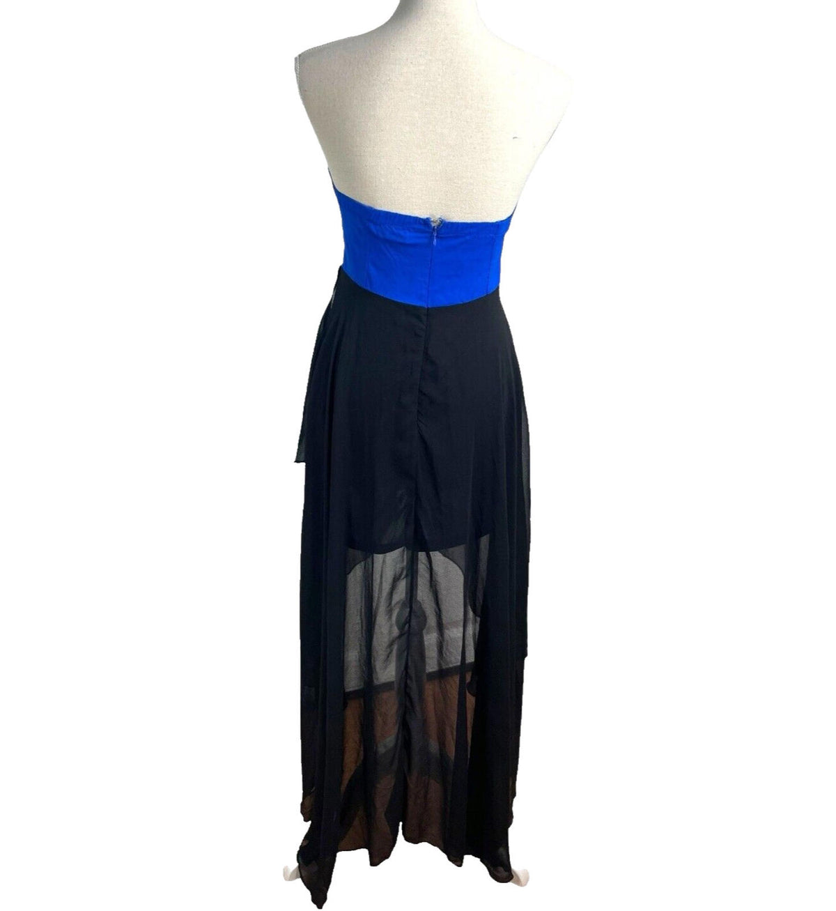 Apricot Strapless High-Low Party Dress Women’s UK Size XS Royal Blue & Black