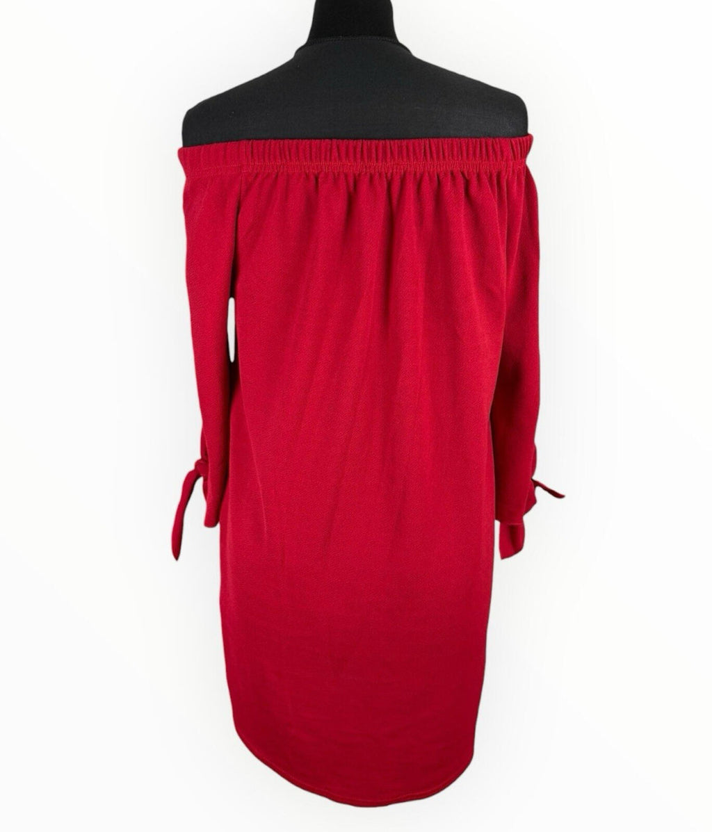 New Look Off Shoulder Mini Dress Women's UK Size 12 Half Sleeve Bright Red