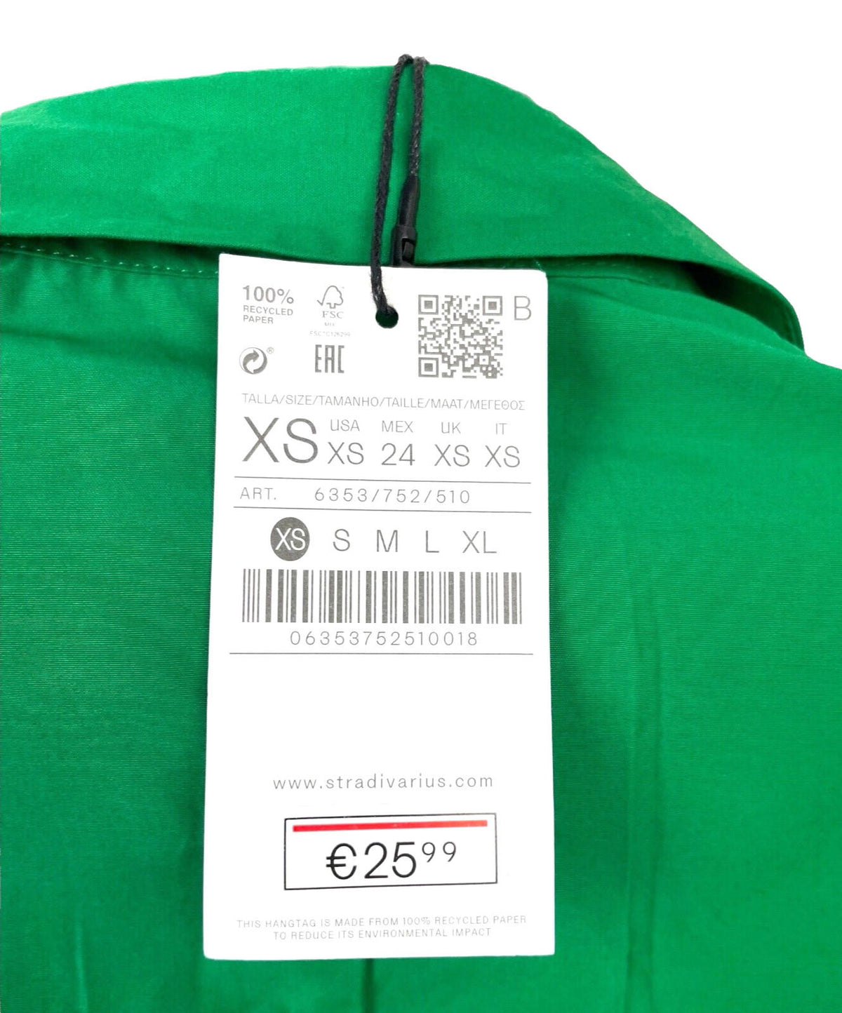 Stradivarius Shirt Dress Green Corset Detail Summer Women’s UK Size XS