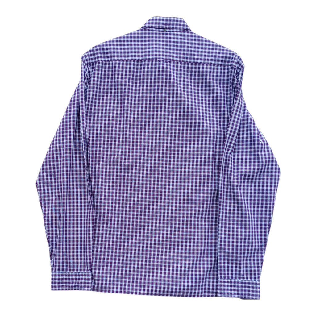 Marks & Spencer Plaid Shirt Men's UK Size L Purple White Button Down Long Sleeve