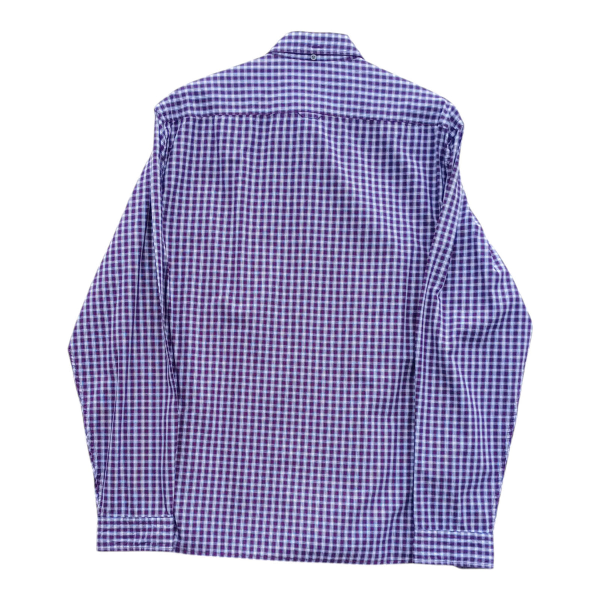 Marks & Spencer Plaid Shirt Men's UK Size L Purple White Button Down Long Sleeve
